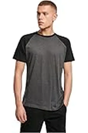 Build Your Brand Raglan Contrast tee Camiseta, Carbón (Heather)/Negro, 3XL para Hombre