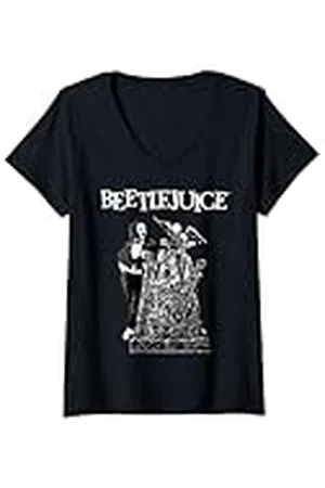 BEETLEJUICE Mujer Escena de cementerio Arte de terror Camiseta Cuello V