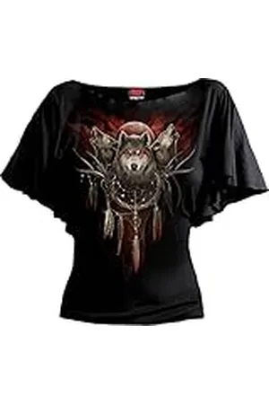 Spiral Cry of The Wolf - Camiseta con Mangas de murciélago - Escote de Barco - - XXL