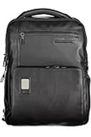 Piquadro Mochila de Piel, Delgada, con Sistema Antirrobo y Candado