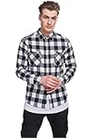 Urban classics Camisa de cuadros de manga larga clásica, con 2 bolsillos en el pecho, cierre abotonado, ajuste holgado, dobladillo redondeado, distintos colores, tallas S - 5XL