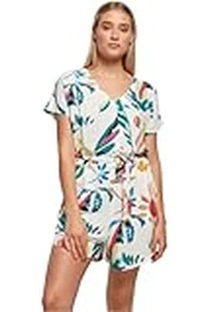 Urban classics Ladies Short Viscose Belt Jumpsuit Camiseta, , L De Las Mujeres