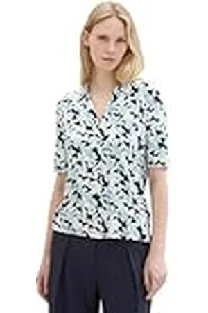TOM TAILOR 1041549 Camiseta, 35291-Diseño Floral Azul pequeño, XS para Mujer