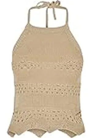 Urban classics Top de Cuello Halter de Punto de Crochet Corto para Mujer Camisa Cami, , XL
