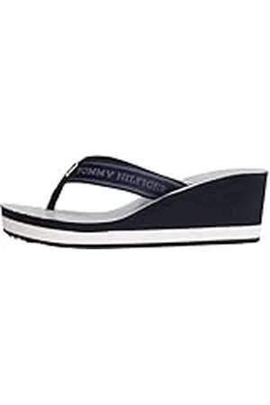 Tommy Hilfiger TH Stripes Wedge Beach Sandal FW0FW08521, Chanclas Mujer, Blue (Space Blue), 39 EU