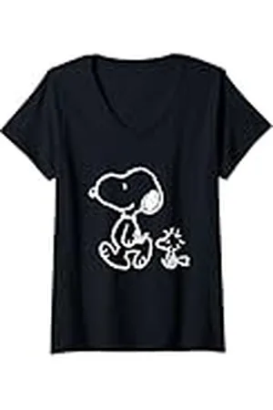 Peanuts Mujer Cacahuetes - Snoopy Woody Walk Camiseta Cuello V