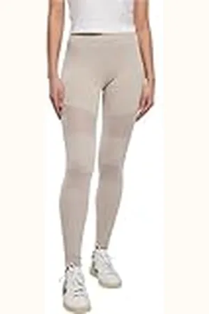 Urban classics Leggings Tech Mesh Pantalones de Yoga, Gris cálido, S para Mujer