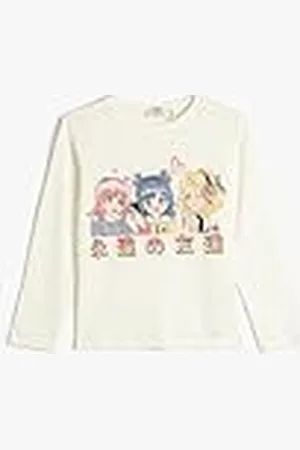 Koton T-Shirt Long Sleeve Anime Printed Crew Neck Cotton, Camiseta niñas,