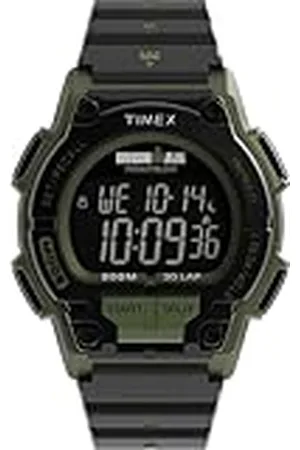Timex Ironman Classic Reloj para Hombre, Correa de Resina Negra, Esfera Digital, Caja Verde, 42 mm, TW5M64900