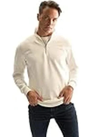 DeFacto Sweatshirts-Bequeme Sweatshirt Herren Pullover Sudadera, Blanco-Blanco (Blanco), XXL para Hombre