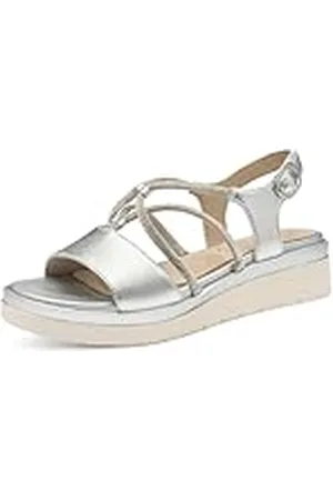 Tamaris Comfort Damen Keilsandale, Sandalias con cuña Mujer, Plata, 42 EU