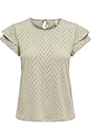 ONLY Onlsmilla S/S O-Neck Frill Top Jrs, , L Mujeres