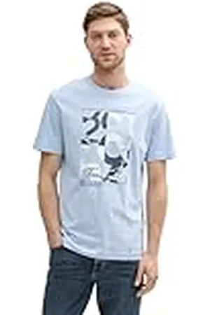 TOM TAILOR 1046714 Camiseta, 21068-Light Powder Blue, L Hombres