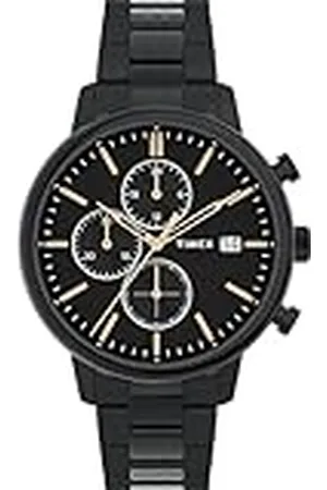 Timex Trend Reloj para Hombre, Pulsera de Acero Inoxidable Negra, Esfera Negra, Caja Negra, 45 mm, TW2Y29000