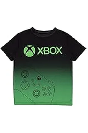 Popgear Xbox Controller Boys T-Shirt Green/Black Camisetas-de-Moda, 8-9 Years para Niños