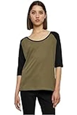 Urban classics Camiseta Moderna de Mujer Raglan de Mangas a Tres Cuartos, Algodón, Cuello de Corte Ancho, En Distintos Colores y Tallas XS - 5XL
