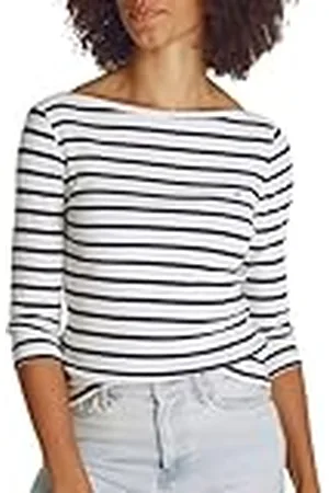 Tommy Hilfiger Camiseta de Manga Larga para Mujer Slim Cuello Barco, Multicolor (Breton Dark Night Navy Stp), XS