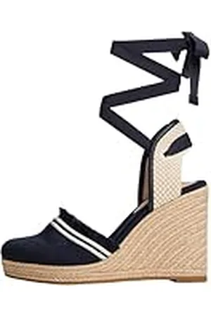 Tommy Hilfiger Fringe Canvas High Wedge Fw0fw08878, Alpargatas de cuña Mujer, Blue (Space Blue), 40 EU