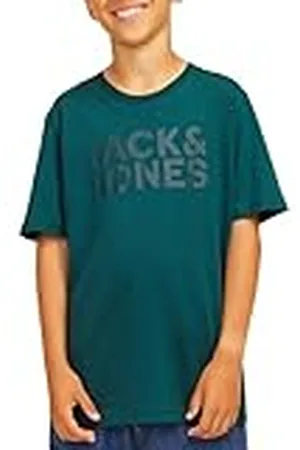 JACK & JONES JUNIOR ECORP Logo tee SS O-Neck SN JNR Camiseta, Deep Teal/Print:JR/Large Print W.Deep Teal, 152 para Niños