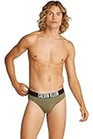 Calvin Klein Bañador Hombre Brief con logotipo en la cintura, Verde (Burnt Olive), M
