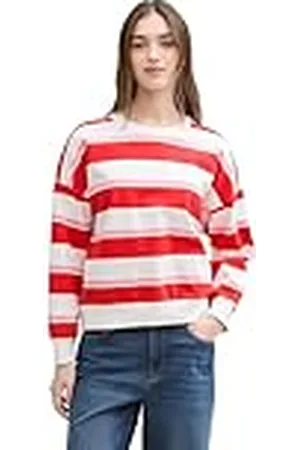 TOM TAILOR 1045508 Sudadera, 37179-White Red Pink Stripe, XXL para Mujer