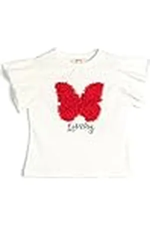 Koton T-Shirt Crew Neck Short Sleeve Butterfly Applique Detail Cotton, Camiseta Niñas,