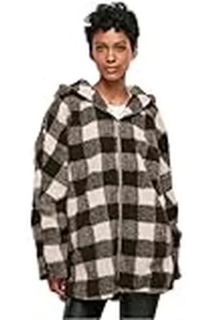 Urban classics Ladies Hooded Oversized Check Sherpa Jacket Chaqueta, , S para Mujer