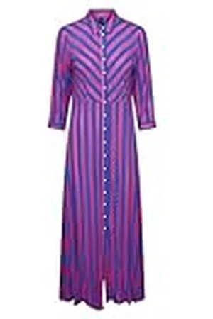 Y.A.S Savanna - Camiseta Larga de Manga Corta Vestido, Fucsia Fedora/Ra: Blue Lolite, XS para Mujer