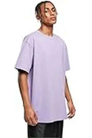 Urban classics Camiseta básica de manga corta, cuello redondo normal, de algodón grueso, largo normal, oversized, de hombre, moderna, color lavanda, talla M