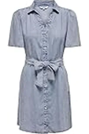 ONLY Onlhelena SS Belted Dnm Dress Qyt Vestido Corto, , L Mujeres