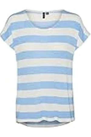 VERO MODA Camiseta Mujer Cuello Redondo Rayas Estilo Comodidad, Color: , Talla:S