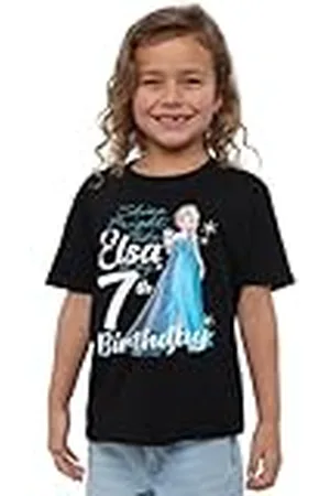 Disney Frozen Bright Like Elsa 7t Birthday Girls T Shirt Camiseta, , 3-4 años para Niñas