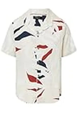 QS by s.Oliver 2160380 AOP Camisa de Manga Corta, Color Blanco Lana, XL Hombres