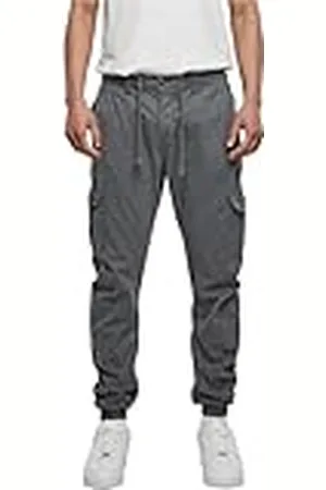 Urban classics Pantalón jogging Cargo con bolsillos de parche 2 laterales y 2 traseros, ajuste slim fit, color liso, cintura cordón, puños elásticos, color Gris Oscuro, talla XXL
