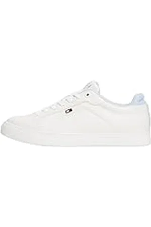 Tommy Hilfiger Sneaker con suela vulcanizada Mujer Sneaker Sporty Low Top, Multicolor (Ecru/Breezy Blue), 41