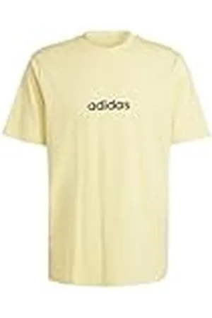 adidas Hombre Essentials Linear Single Jersey tee, Powder Yellow/Black, S