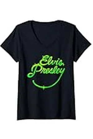 Elvis Presley Official Retro Script Camiseta Cuello V