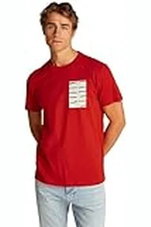 Calvin Klein Camiseta de manga corta Hombre Serif Box Graphic Tee de algodón, Rojo (Deep Magma), XL