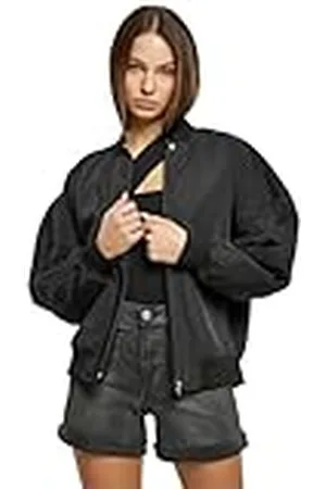 Urban classics Chaqueta Bomber para Mujer reciclada de Gran tamaño, Negro, M