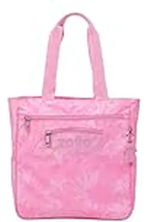 TOTTO Bolso Escolar, Modelo Cutara, Bolso para Ordenador Portátil 14 Pulgadas, Capacidad 16L, 3 Bolsillos con Cremallera, Bolsillo Trasero, 2 Bolsillos para Botella, Estampado Palmeras Rosas