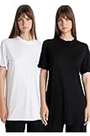 DeFacto Crop Tops-Klassisches Basic Damen-Bequemes Oversize Shirt für Frauen Camiseta túnica, , XL Mujeres