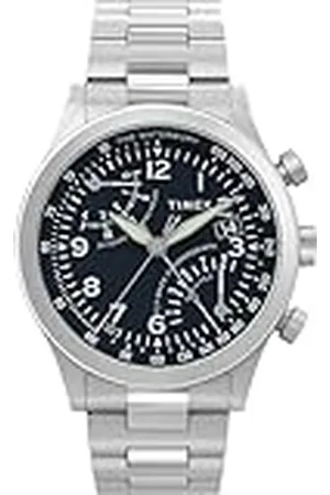 Timex Waterbury Reloj para Hombre, Pulsera de Acero Inoxidable, Esfera Azul, Caja de Acero Inoxidable, 43 mm, TW2Y29800