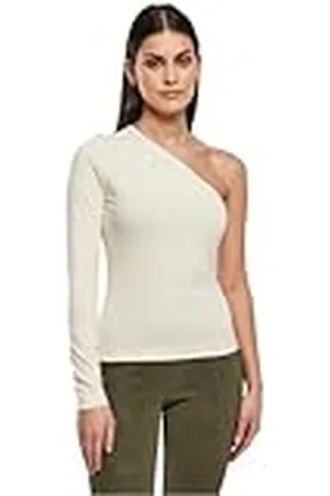 Urban classics Camiseta de Manga Larga asimétrica para Mujer, Arena Blanca, XXXL