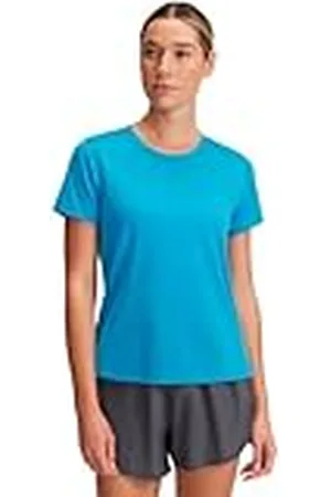 Under Armour UA Launch Shortsleeve Camiseta, Azul éter/Reflectante, L para Mujer