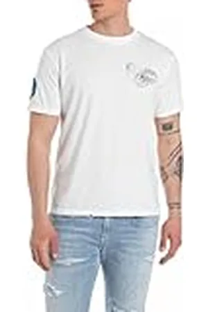 Replay Camiseta de manga corta de algodón para hombre, gris (Chalk 801), S