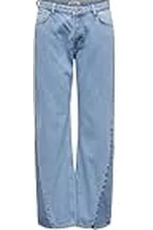 ONLY Onlcobain Reg Wide Colour Bl Dnm CRO Pantalones, Mezclilla De Color Azul Claro, 28W x 32L para Mujer