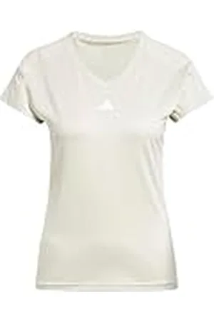 adidas Mujer AEROREADY Train Essentials Minimal Branding V-Neck tee, Wonder Alumina/White, M