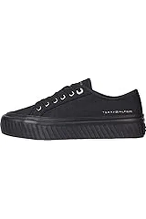 Tommy Hilfiger Mujer Vulcanized Sneaker Zapatillas, (Black), 41 EU