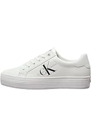 Calvin Klein Jeans Mujer Vulcanizes Sneaker Vulc Flatform Laceup Low Lth con Plataforma, Blanco (Bright White), 36
