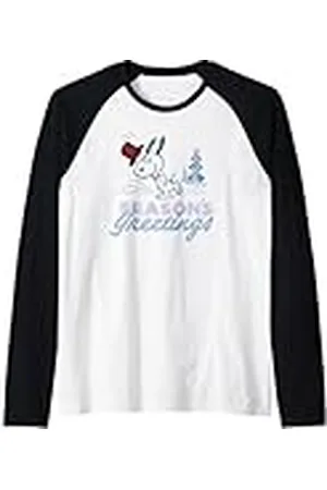 Peanuts Regalos de Navidad Snoopy Seasons Greetings Sparkle Tree Retro 90s Camiseta Manga Raglan